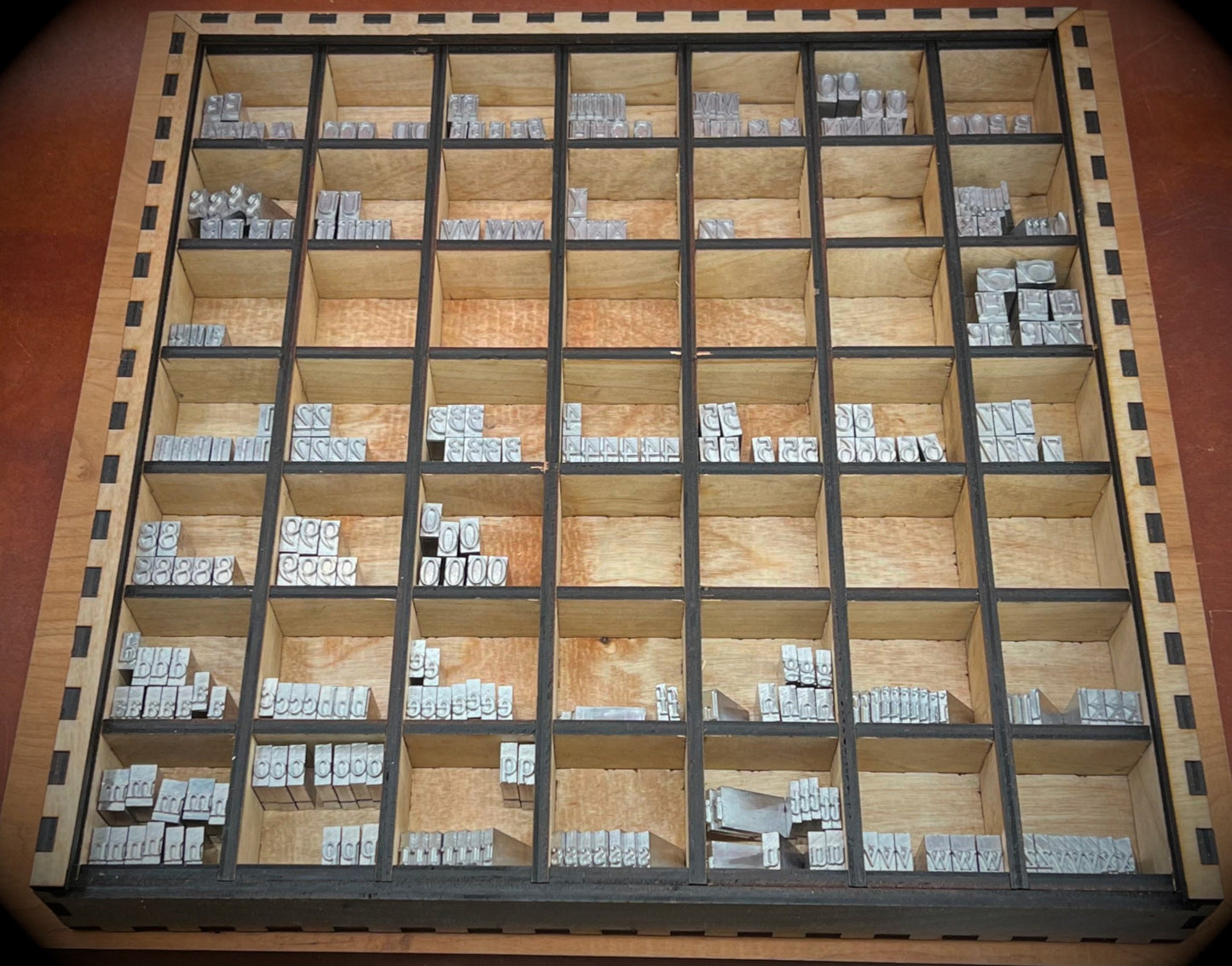 13 x 13 Wooden Typeset Drawer with Full-Height Partitions – Perfect for Organizing Tools and Materials
