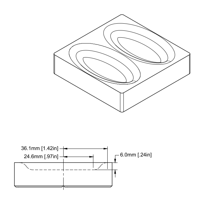 80x80mm Divot Tray B Dual Compartments (Large)