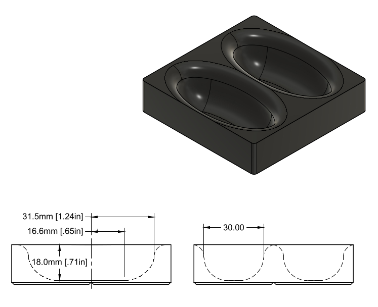 80x80mm Divot Tray F Dual Compartments (Large)