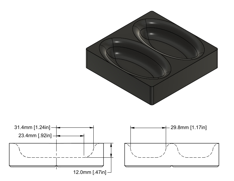 80x80mm Divot Tray G Dual Compartments (Large)