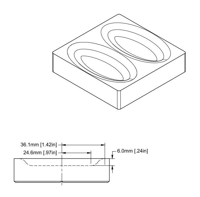 80x80mm Divot Tray B Dual Compartments (Large)