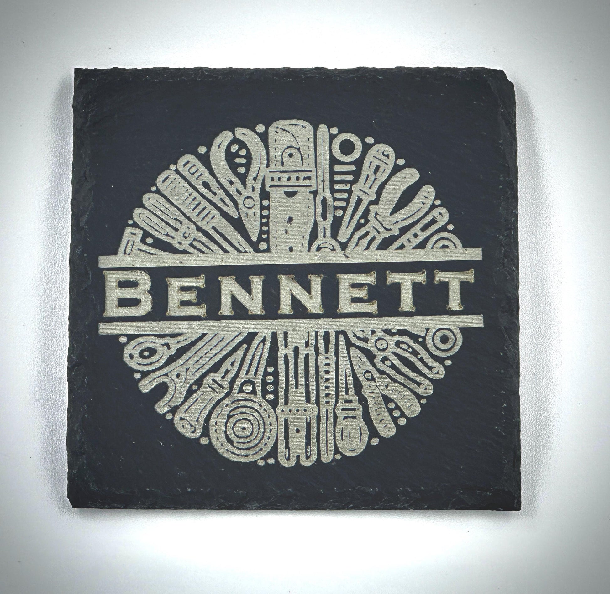 Personalized Slate Coaster Set | Engraved Names & Designs | Custom Drink Coasters for Home Decor